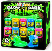 Playbees Glow in the Dark Slime, Neon Goo Party Favors for Kids - 12 Pack