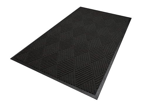 M+A Matting WaterHog Diamond | Commercial-Grade Entrance Mat with Rubber Border – Indoor/Outdoor, Quick Drying, Stain Resistant Door Mat (Charcoal, 3' x 8')