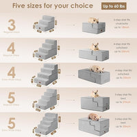 EHEYCIGA Dog Stairs for High Bed 25" H, 5-Step Extra Wide Dog Steps for Bed, Pet Steps for Small Dogs and Cats, Non-Slip Balanced Pet Ramp Indoor, Light Grey