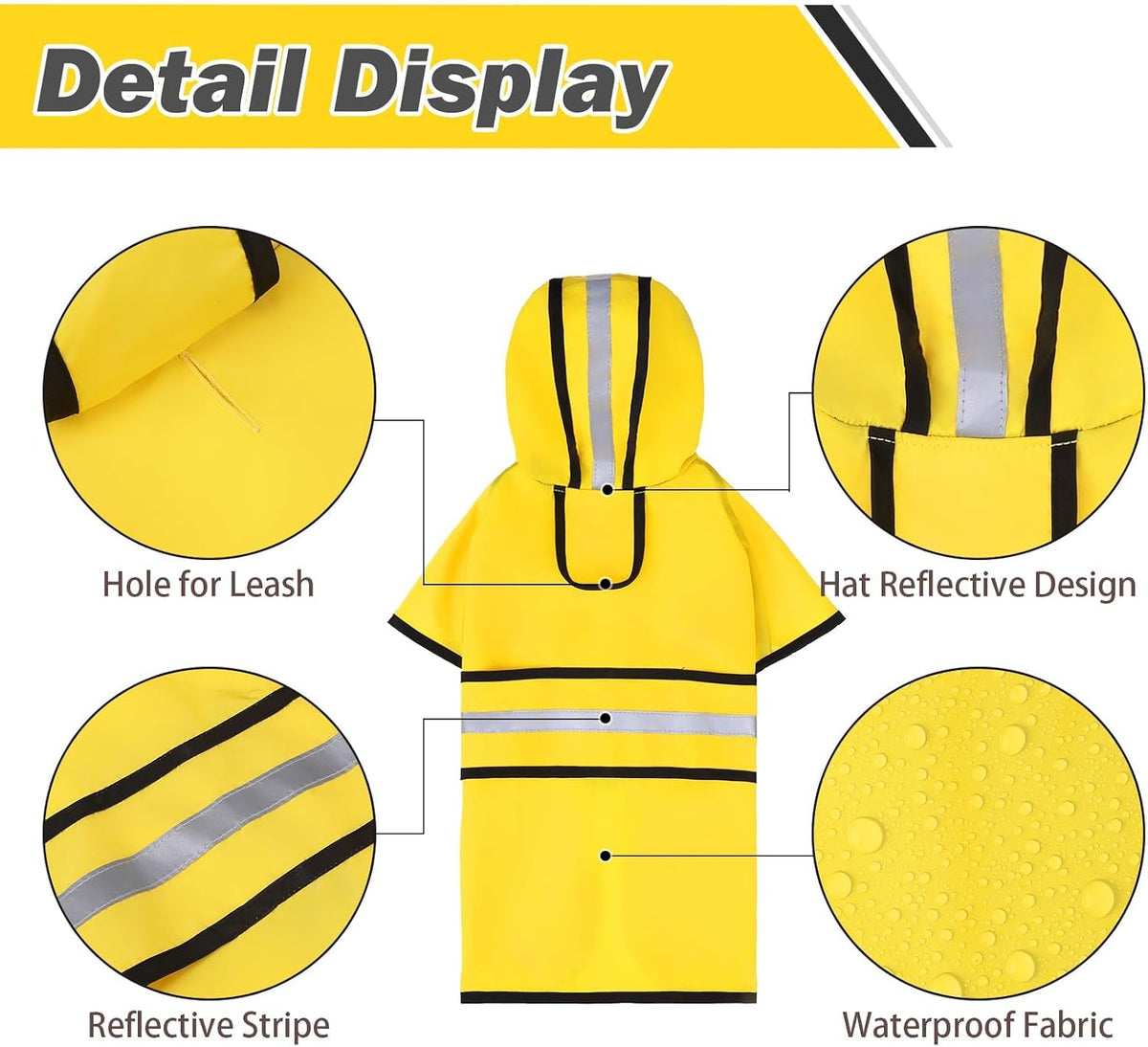 Dog Raincoat Hooded Slicker Poncho with Leash Hole - X-Large (Pack of 1) / Yellow - image 2