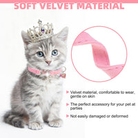 2 Pack Soft Velvet Safe Bling Diamond Cat Collars with Bells – Essentials for Cats - Red + Pink / 9"-12" Cats / Mini Dogs - image 3