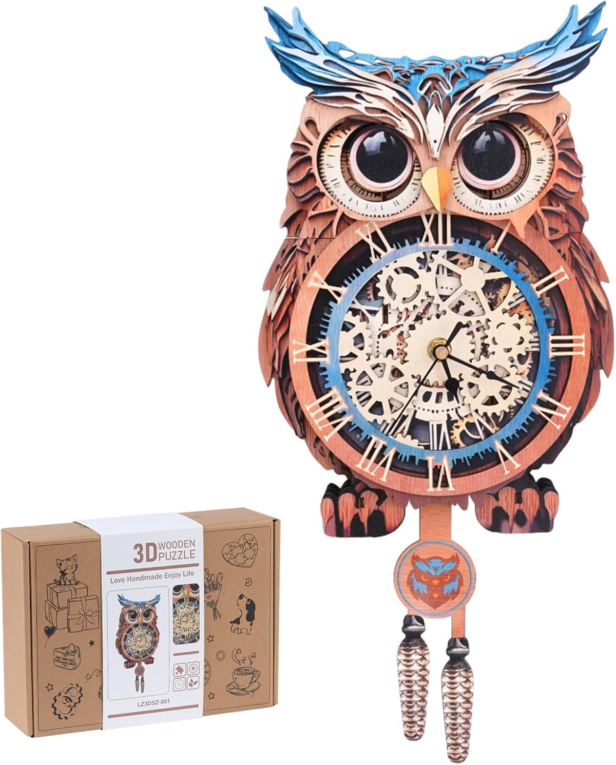 3D Puzzles for Adults, Halloween Cottage Clock 3D DIY Model Kit – Fun for Kids & Family - 3D Owl