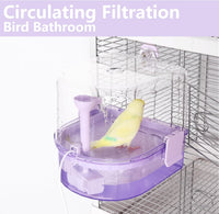 Water Circulation Bird Bath, Hanging Cage Shower Box – Essentials for Birds - Purple - image 3