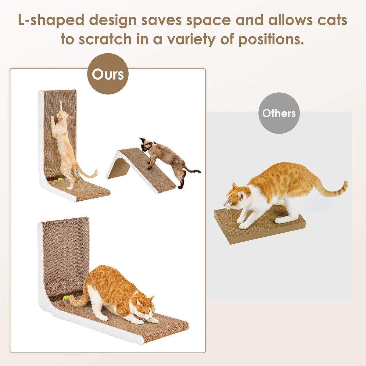 EHEYCIGA Cardboard Cat Scratcher for Indoor Cats - White / 17x13.1x32 - image 4