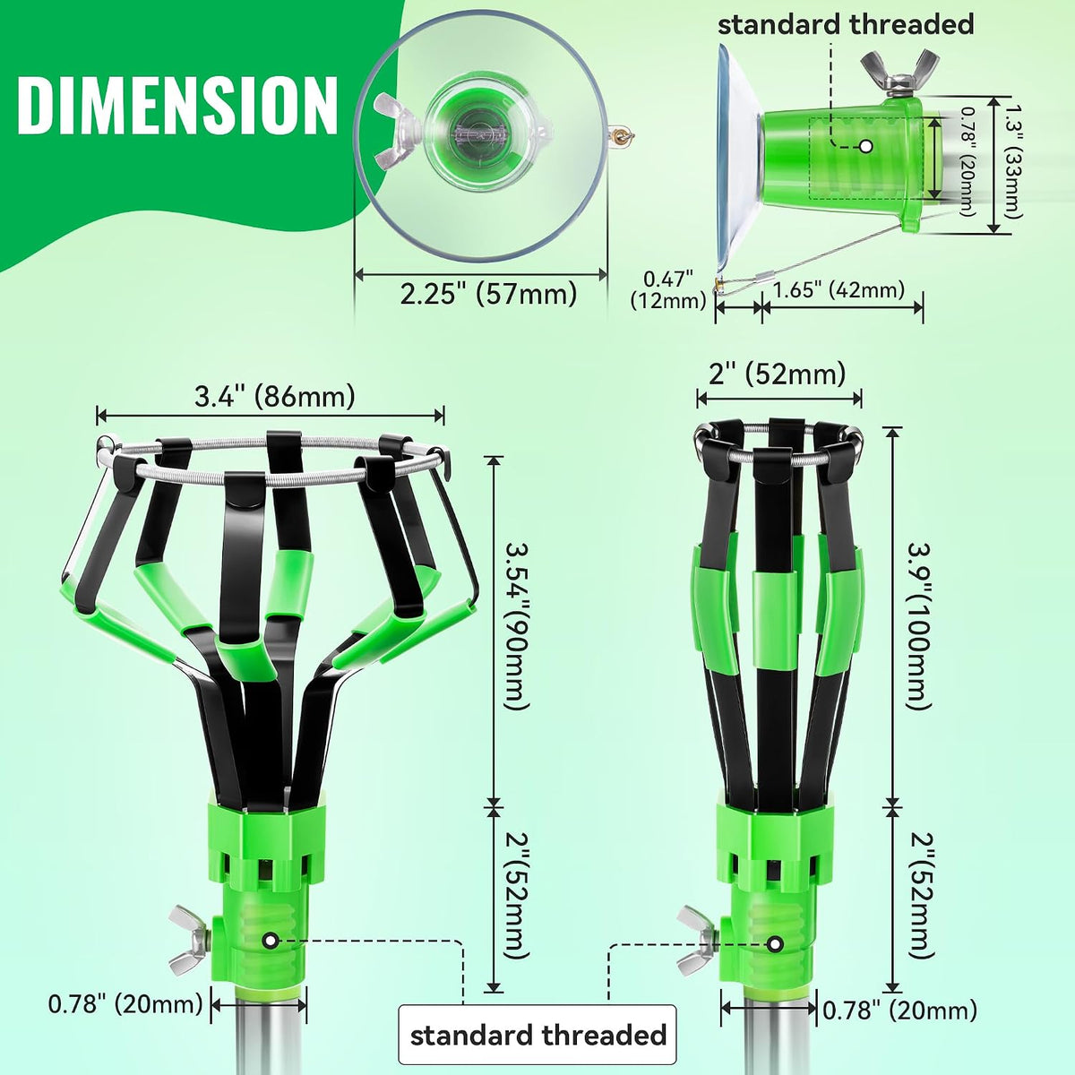 Dreyoo 4 Pcs Light Bulb Changer Set, Suction Cup & Cage Changer - Green - image 2