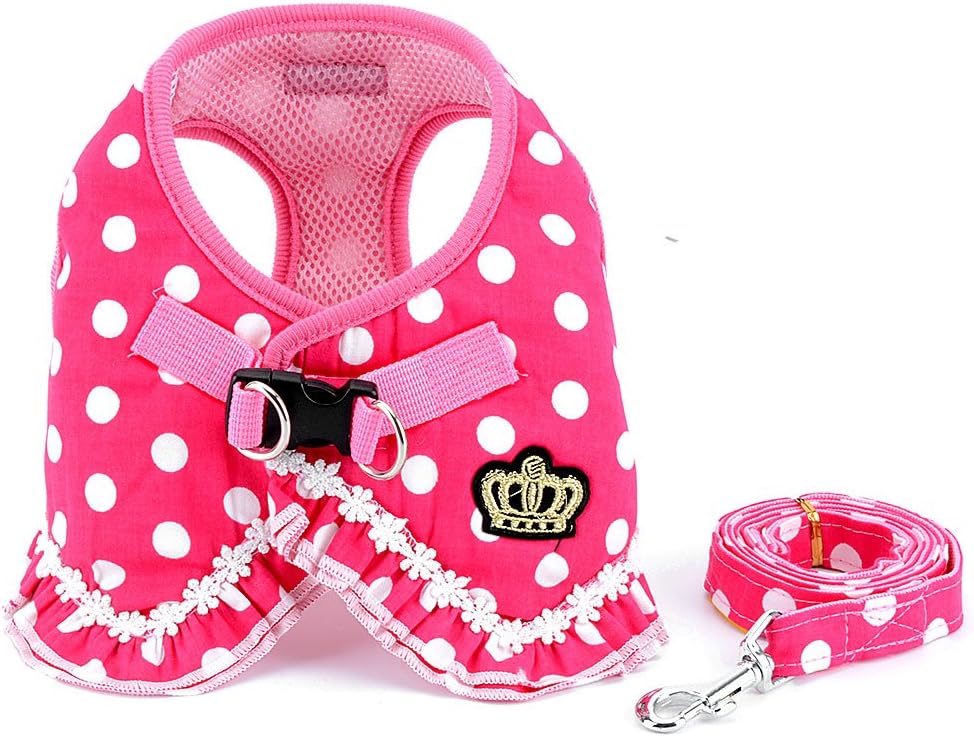 Step-in Dog Harness and Leash Set for Small Dogs - XL / pink