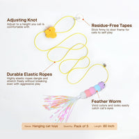 Potaroma Interactive Cat Feather Toys 5 Pcs - Max Extended Length 78 inches (Pack of 2) - image 3