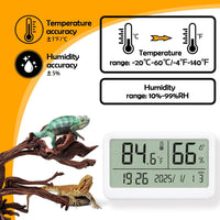 2 PCS Rectangle Reptile Thermometer and Humidity Gauge for Bearded - White Magnetic - image 4