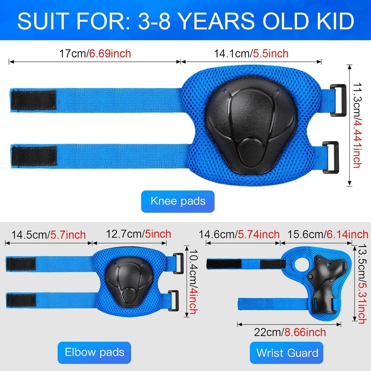 Toddler Kids Bike Helmet Set with Knee Elbow Pads - BlueBlueGreen-1 / Small: 20.1"-21.2"/51-54cm - image 3