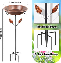 Metal Bird Bath for Outside - Vintage Brown, Leaf - image 3
