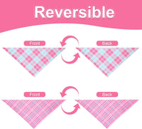 Pink Dog Bandanas Girl Large 2PCS, Summer Spring Plaid Scarf – Essentials for Dogs - pink pink blue-25 / Large - image 2