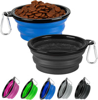 Collapsible Dog Bowl for Travel - Small / Blue+Black