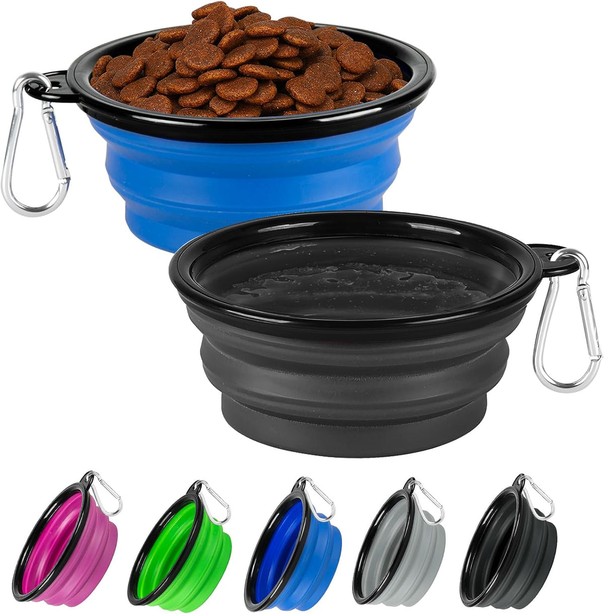 Collapsible Dog Bowl for Travel - Small / Blue+Black