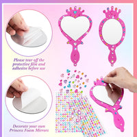 Geetery unbreakable kids mirror craft kit, 20 heart and oval foam princess mirrors in pink, blue and - view 13