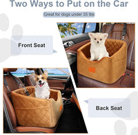 Dog Car Seat for Small Dogs, Memory Foam Booster Dog Seat for Dogs up to 35 lbs, Elevated Pet Car Seat with Washable Removable Cover, Storage Pockets