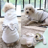 Dog Bathrobe, Microfiber Fast Drying Absorbent Hooded Bath Towel White for Puppy Small Medium Large - S:10-18LB (1st Generation) / White - image 2