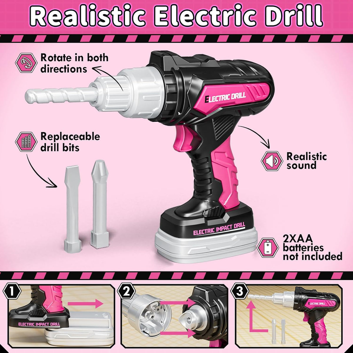 KidBloom Kids Tool Set, Toddler Tool Set with Box - Pink - image 3