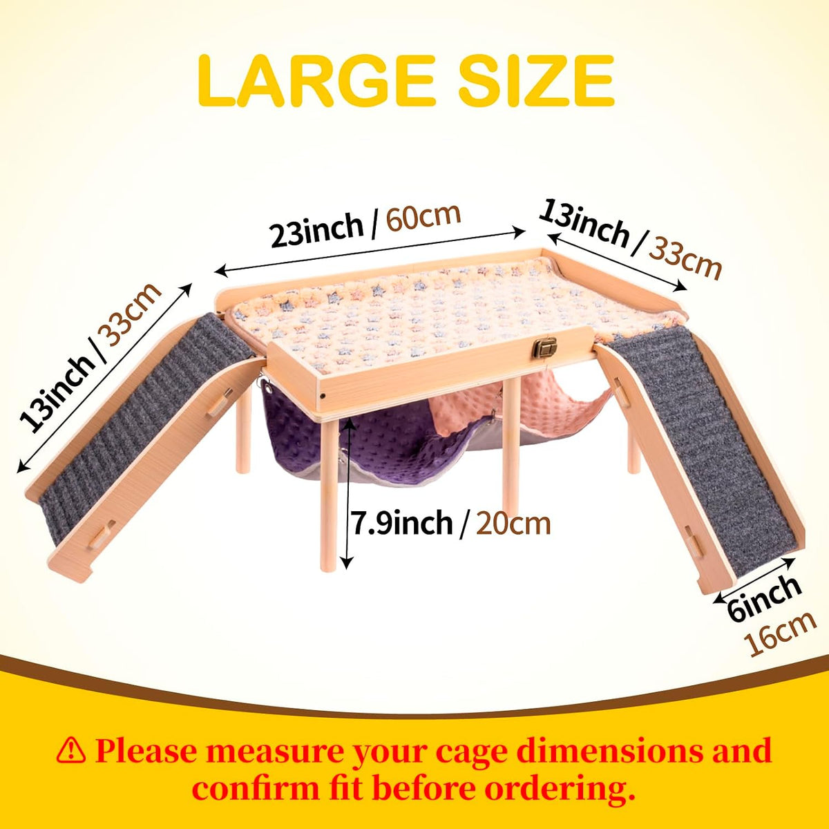 Enlarged Guinea Pig Hammock with Platform and Stairs - Hammock with 2 ramps - image 3