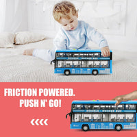 Cdymkf 11 inch blue double decker bus toy with LED lights and opening doors - view 7