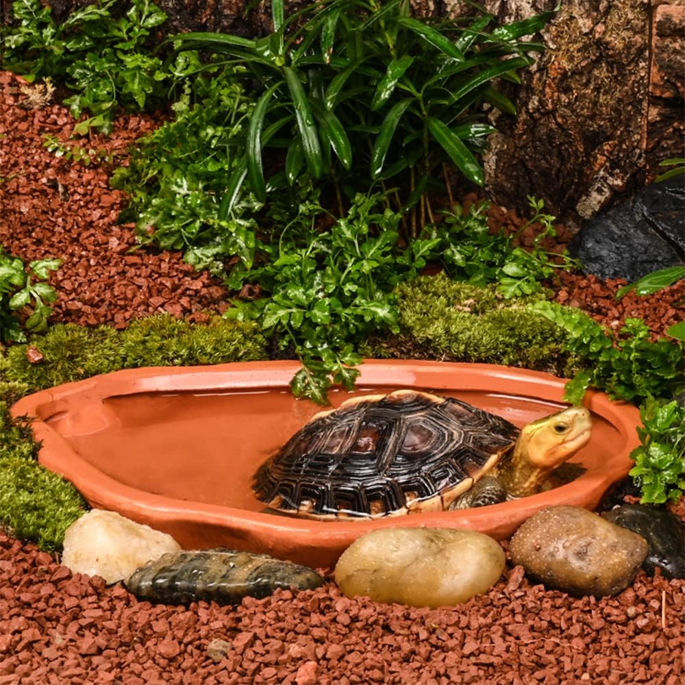 Extra Large Reptile Bathing Pool Reptile Feeding Dish Water Bowl - Red Pottery - image 2