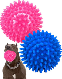 Pweituoet 4.5” Heavy Duty Squeaky Dog Balls for Medium Large Dogs - 4.5"red and blue