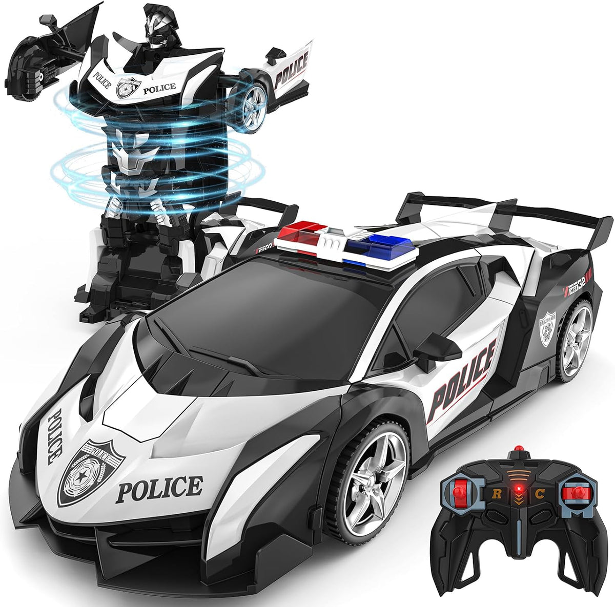 BLUEJAY Transform RC Cars for Boys 3-12 - Police