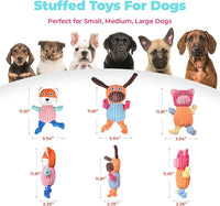 3pcs Dog Squeaky Toys, Plush Stuffed Puppy Chew Toy for Extended Play, Interactive Toys Gifts for Small Medium Large Chewer Dogs, Pet Toy Bulk to Keep Them Busy(Dog&Fox&Pig)