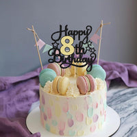 1Pc Happy 80th Birthday Cake Topper Black Gold Glitter Cheers to 80 - 8th - image 4