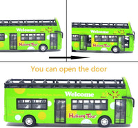Ailejia red open top double decker sightseeing bus toy with alloy body - view 8