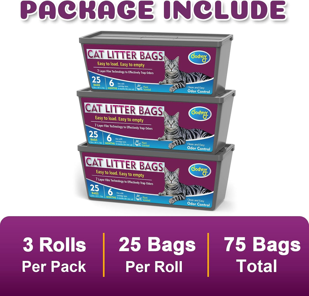 Cat Litter Refill Bags Compatible with Genie Easy Roll Litter Bin – Daily Care for Cats - 3 Packs - image 3