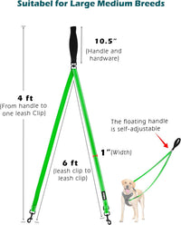 Two Point Control Dog Leash, No Tangle Training Walking Leashes – Essentials for Dogs - Grass Green - image 4