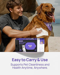 HICC PET Cleaning Deodorizing Wipes for Dogs & Cats, Vet Recommended Nourishes Smoothes Fur Pet Grooming Wipes with Fermented Coconut Oil, Hypoallergenic Plant-Based Dog Wipes for Paws and Butt