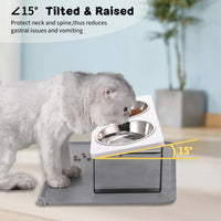 Upgraded Elevated Cat Bowls with Food Mat - White-2Bowls - image 4
