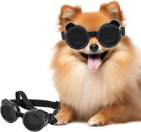 Lesypet Dog Sunglasses Small Breed, Dog Goggles for Small Dogs Eye Protection Windproof Doggie Glasses for Outdoor Driving Hiking UV Protection, Black