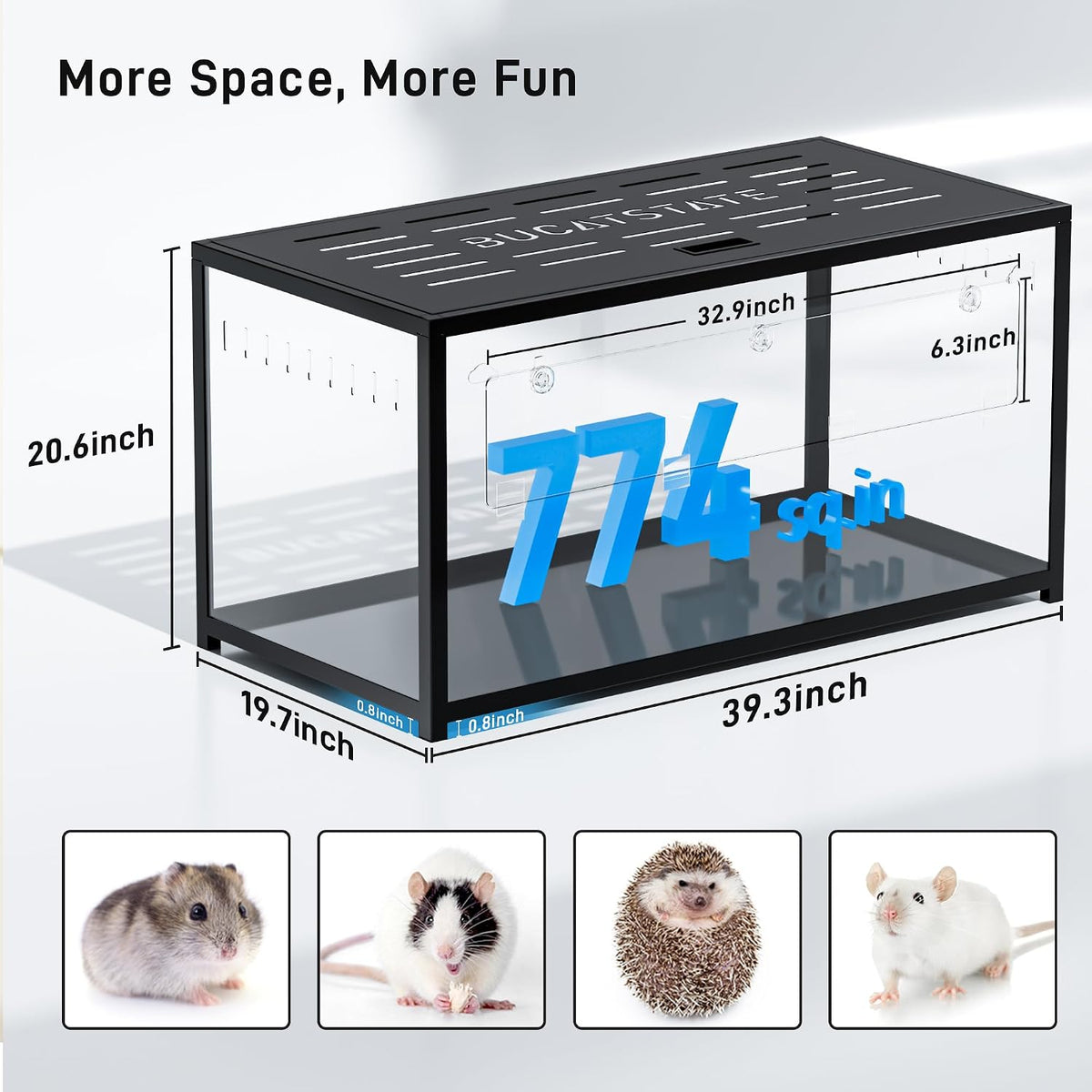 BUCATSTATE Hamster Cage 2.0, Large Hamster Enclosure – Essentials for Small Pets - 39.3"L x 19.7"W x 20.6"H / Black - image 2