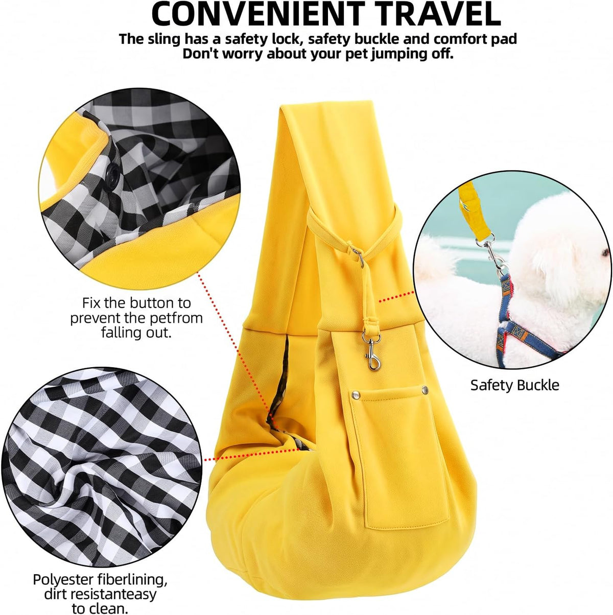 ARZQUT Dog and Cats Carrier Sling - Yellow - image 4