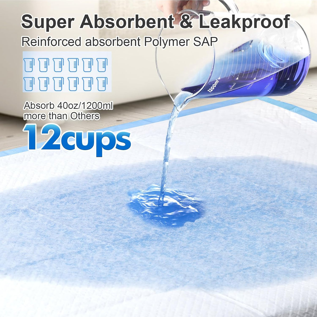 Enormous 37"x 54" Dog Training Potty Pads - 36"x36" Blue - image 3
