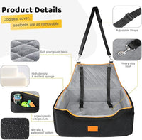 Dog Car Seat for Large/Medium Dog, Booster Seat for Dogs Under 55Lbs or 2 Small, Detachable and Washable Travel Pet Seat with Thick Cushion and Storage Pockets (Black/Gray)
