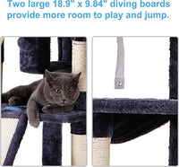 Hey-brother Cat Tree, 71 inches XL Large Cat Tower for Indoor Cats, Multi-Level Cat House with 3 Padded Perches, Big Scratcher, Cozy Basket, 2 Cat Condos and Scratching Posts, Smoky Gray MPJ034G