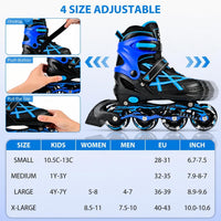 Kuxuan Boys Adjustable Inline Skates with Light up Wheels for Kids - Stripe Blue / Large(Kids 3-6 US) - image 4