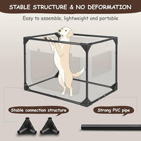 Dog Crate - Soft Pet Kennel for Dogs/Cats, 3-Door Breathable Travel Cage with Mesh Window, Portable Dog Kennel for Indoor & Outdoor, Blue-L