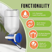 Choco Nose Patented Mini No-Drip Water Bottle/Feeder for Hamsters/Hedgehogs/Gliders/Rats/Mice/Other Small Pets and Animals - for Cages, Crates or Wall Mount. 10.2oz. Nozzle 10mm, Blue (C125)