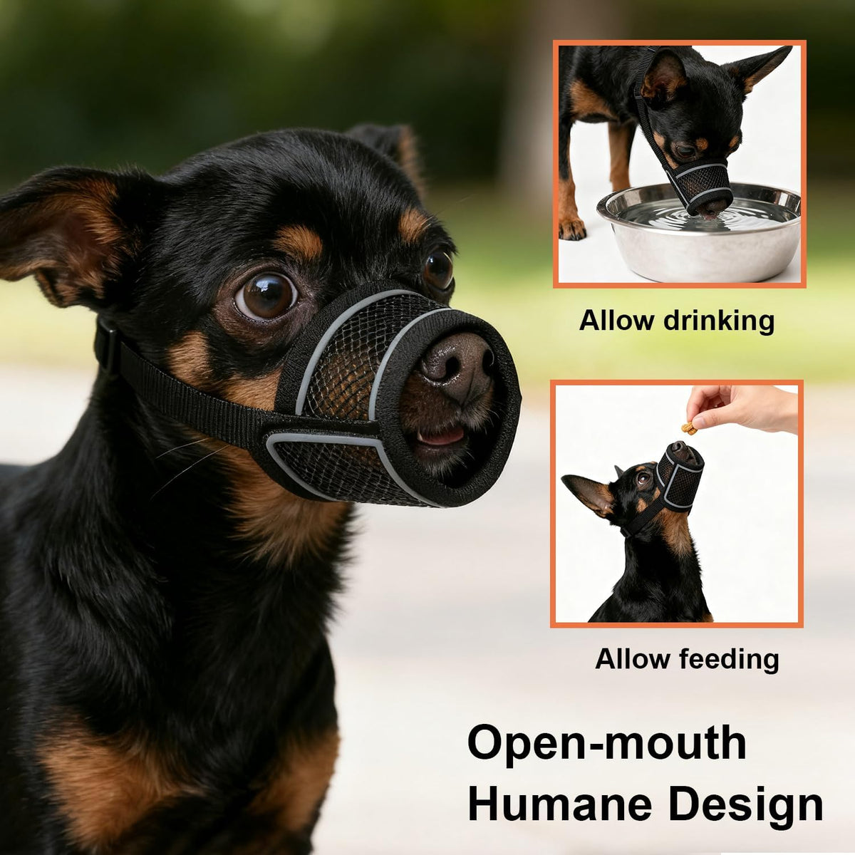 Dog Muzzle for Small Medium Large Dogs Soft Air Mesh Muzzles – Essentials for Dogs - Black / L (Snout 8¼"-9") - image 2