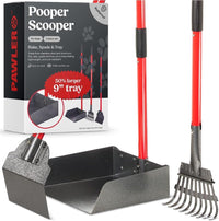 Pooper Scooper for Dogs, Heavy Duty Long Handle Rake - 3 Piece Set - X Large