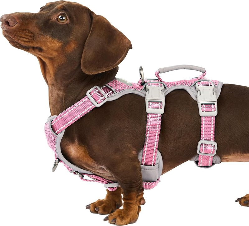 Huntboo Escape Proof Harness, No Slip Dog Harness Escape Proof - Pink / Small(Pack of 1)