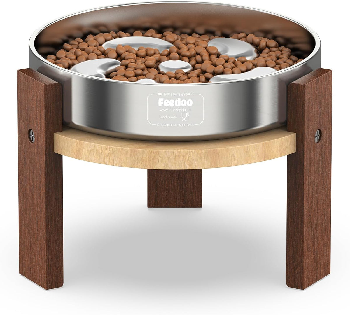 Feedoo Elevated Dog Bowl Stand - 6" Height 2-Cup Slow Feeder