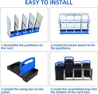 Chicken Nesting Boxes, 8 Hole Metal Chicken Laying Box with with Removable Trays and Roll Out Egg Collection for Chicken Coop, Blue