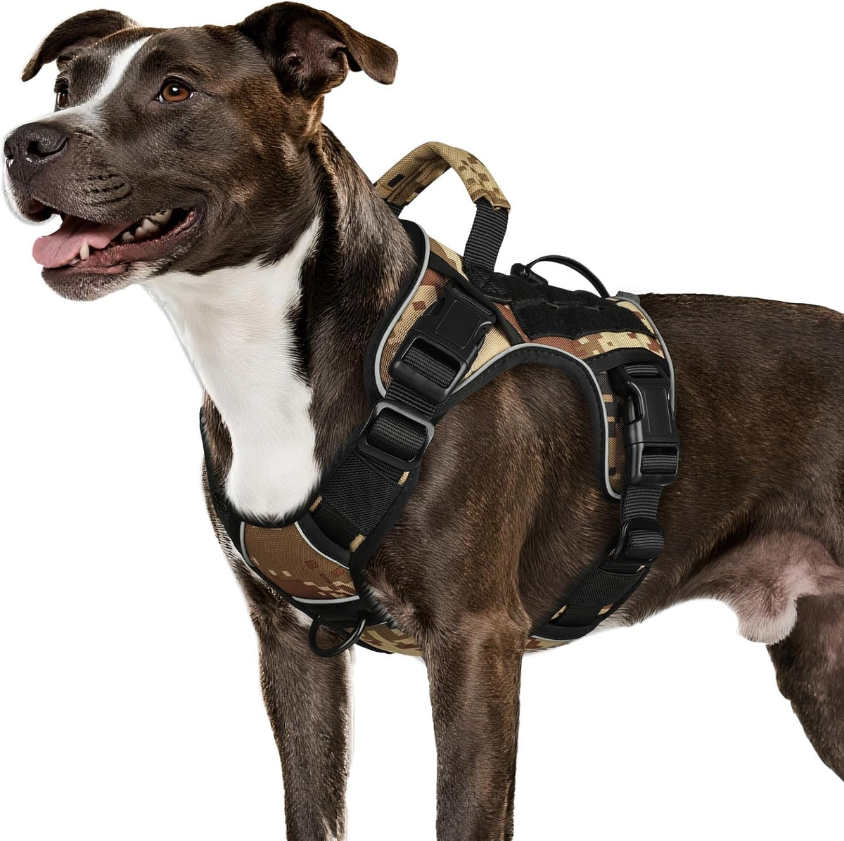 Tactical Dog Harness for Large Dogs - Camo / Medium: 30-50 lbs (Chest:24-28",Neck:17-19")
