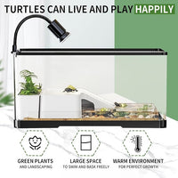 (Tank + Light + Filter + Filter Balls) Turtle Tank Kit, Turtle Tank Starter Kit,Bottom Drainage, Multi-Function Areas for Turtles, Crabs,Fishes, Amphibians,Reptiles.(15.75 x 8.64 x 8.64 Inch)