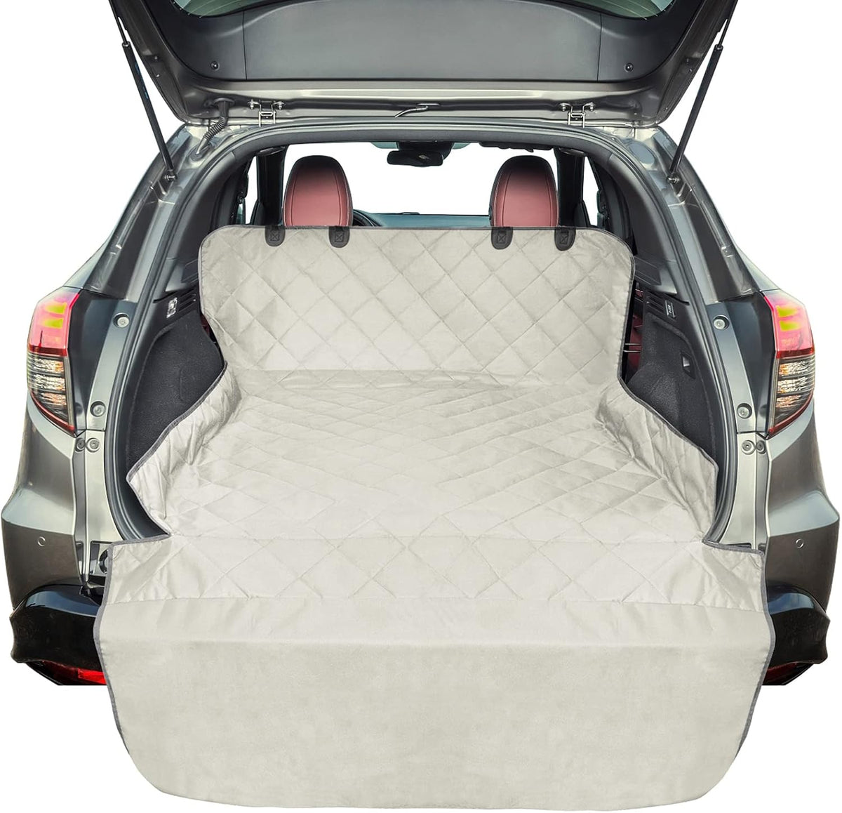 SUV Cargo Liner for Dogs - Trunk Cover for SUV with Bumper Flap Protector – Essentials for Dogs - Beige / Standard: 55" x 91"